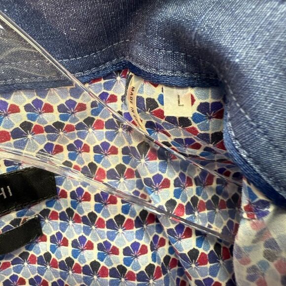 Bugatchi Blue and White Casual Button Down Shirt - Picture 8 of 8